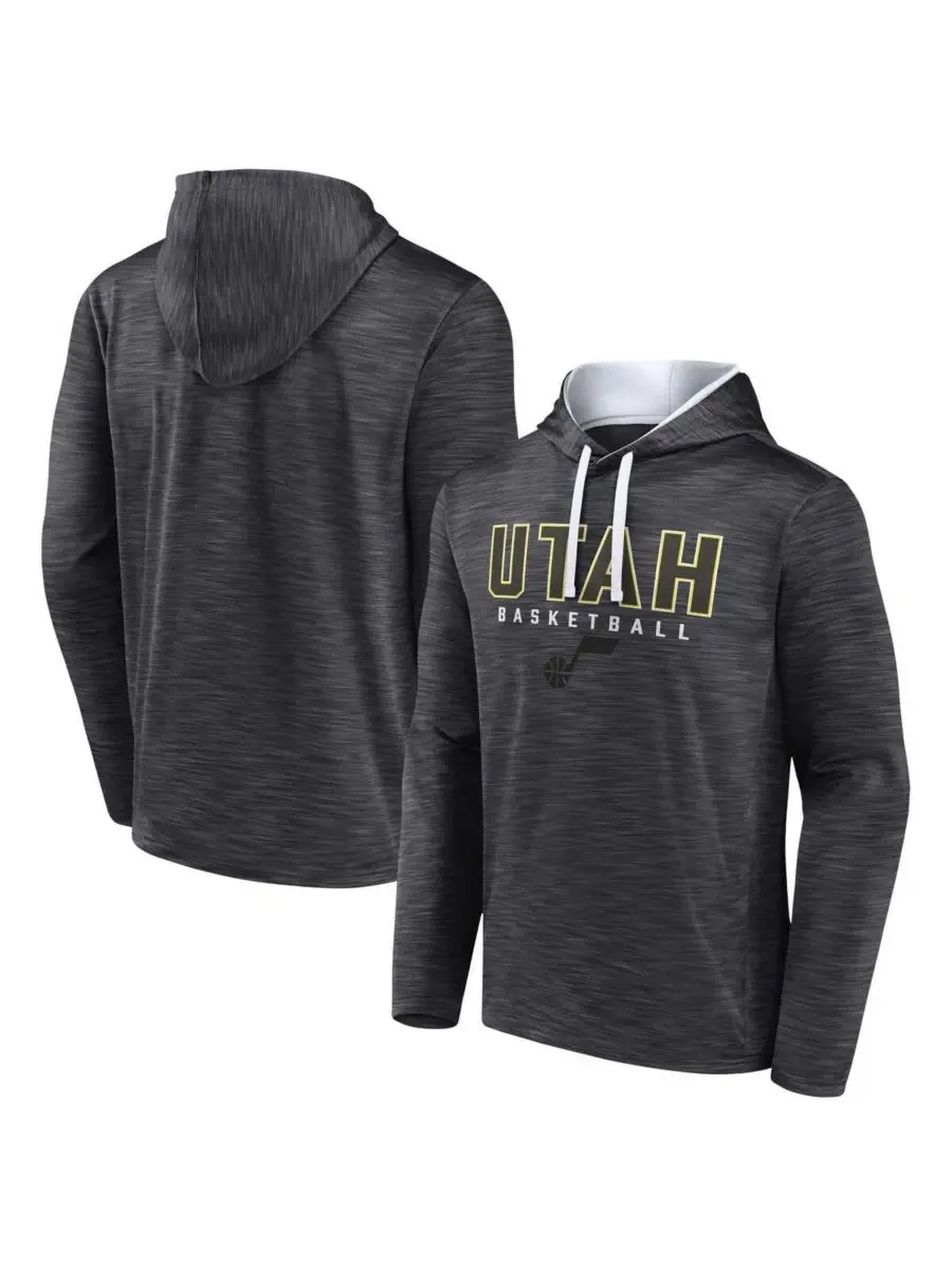 Fanatics Мужская толстовка с капюшоном Utah Jazz Fast Break цвета меланж и угольно-серого оттенка — изображение 1 из 3