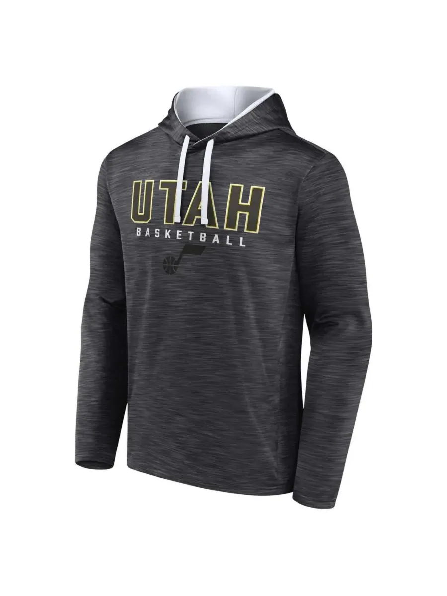 Fanatics Мужская толстовка с капюшоном Utah Jazz Fast Break цвета меланж и угольно-серого оттенка — изображение 2 из 3