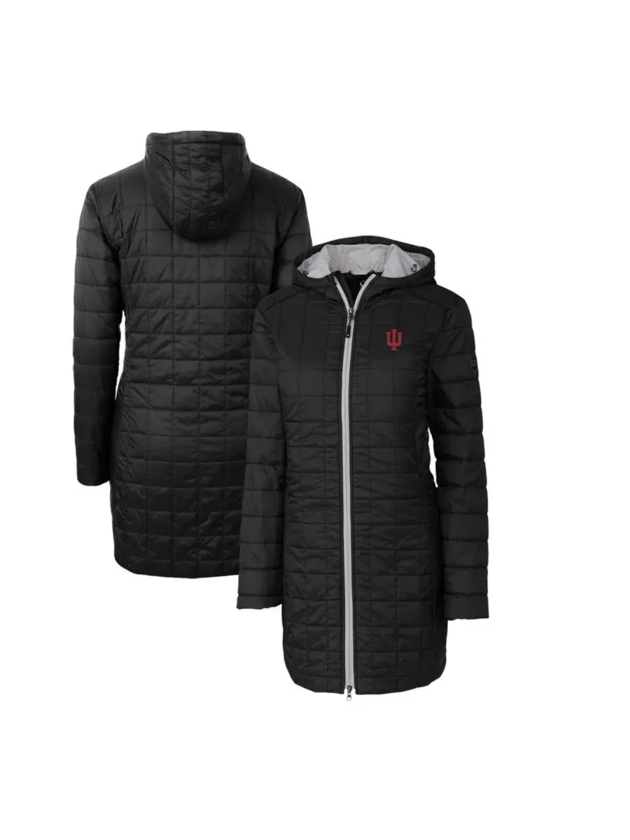 Cutter & Buck Женское длинное пальто с капюшоном Cutter Buck Black Indiana Hoosiers Rainier — изображение 1 из 3, черный