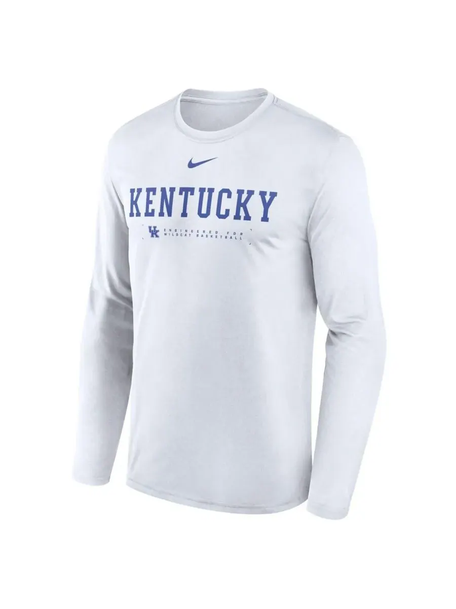 Nike Мужская белая футболка с длинным рукавом Kentucky Wildcats 2025 Courtside Basketball — изображение 2 из 3, белый