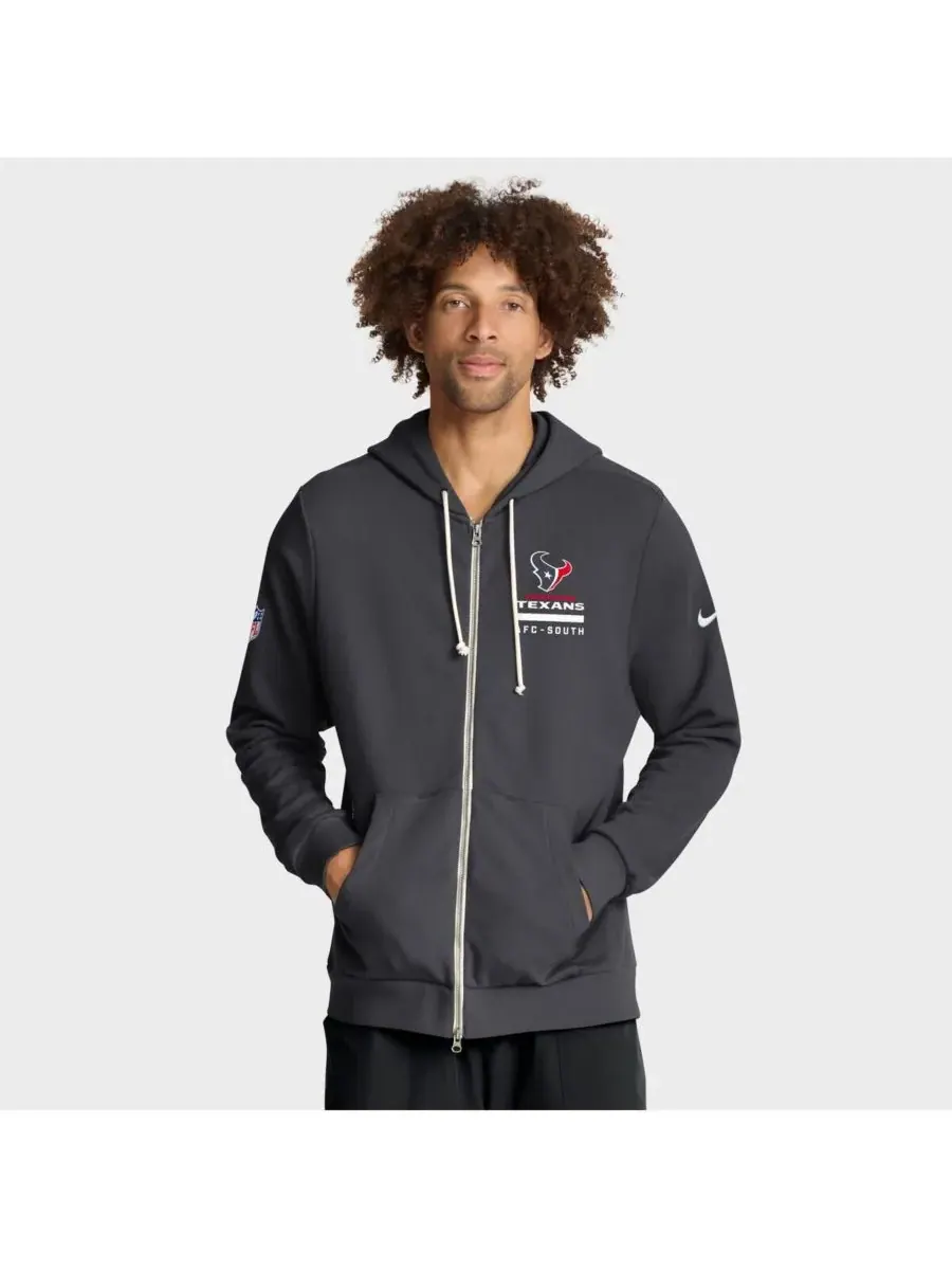 Nike Мужская толстовка на молнии Houston Texans Sideline Standard Issue Utility Player Dri-FIT — изображение 1 из 5, серый