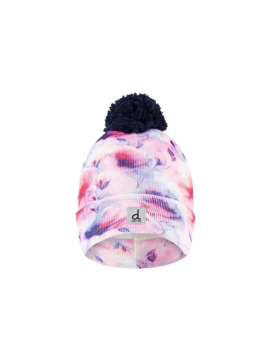 Зимняя вязаная шапка с помпоном, с принтом Deux par Deux, Mauve Printed Flowers