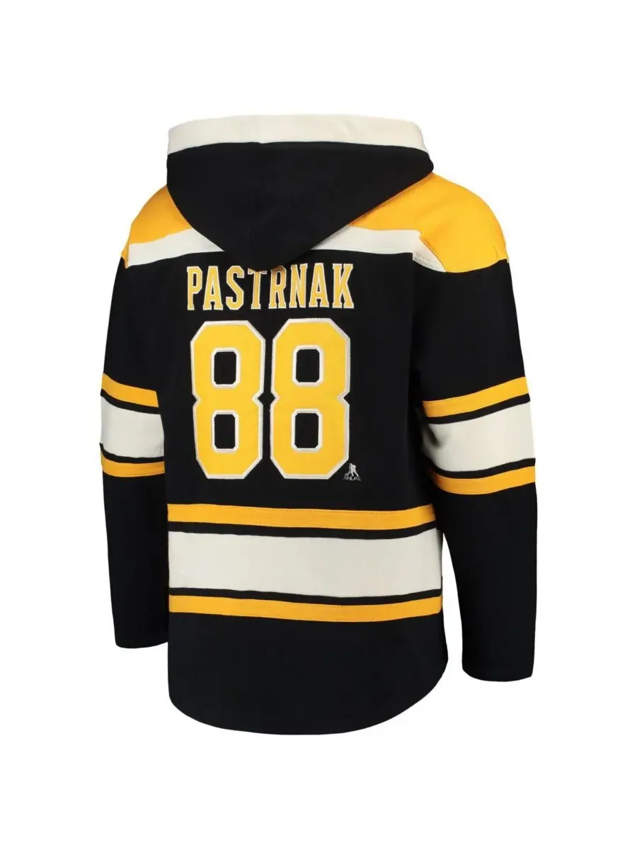 '47 Brand Мужская черная толстовка с капюшоном David Pastrnak с кружевом и логотипом Boston Bruins — изображение 2 из 4