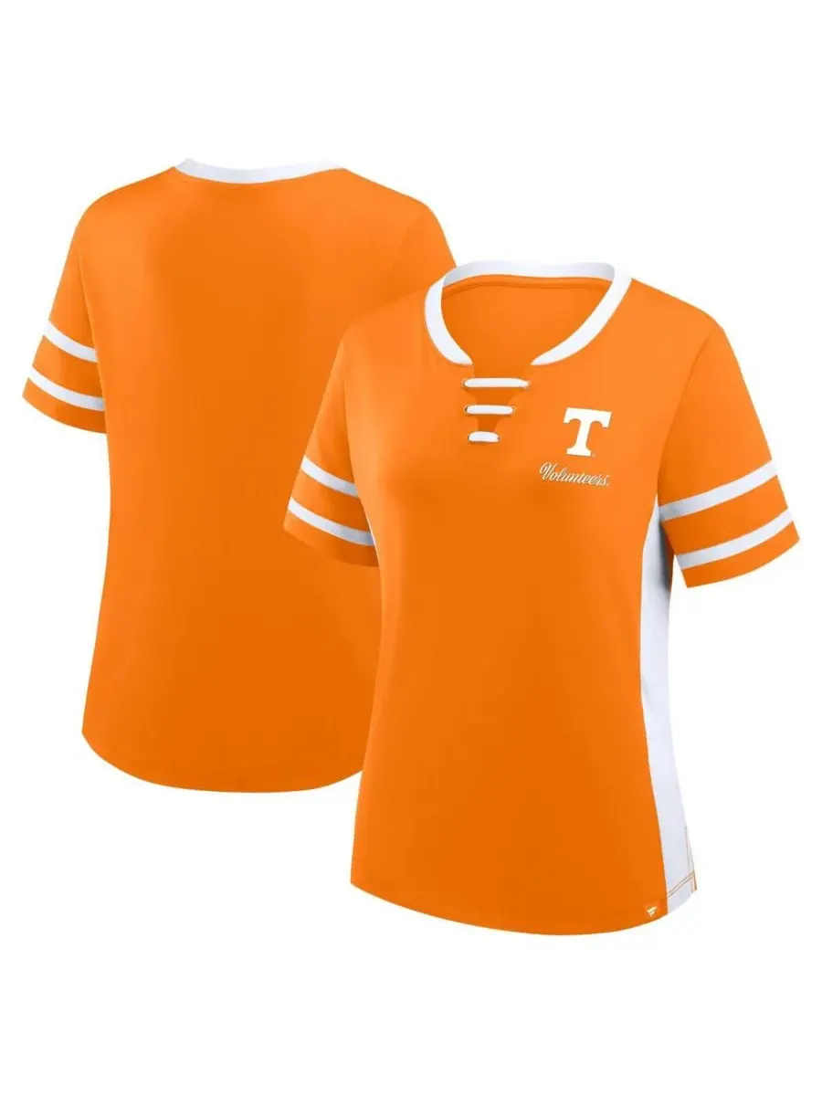 Fanatics Женская футболка Tennessee Orange/White Tennessee Volunteers Be Fearless Athena на шнуровке — изображение 1 из 3