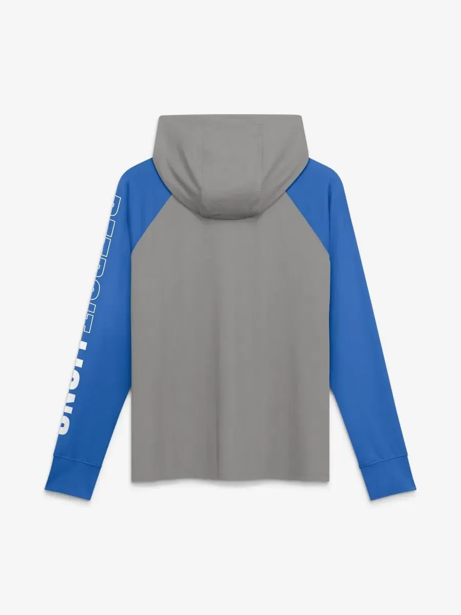 Женская худи-олимпийка с принтом, модель Cornerback Blitz Raglan Fanatics — изображение 2 из 2, серый синий