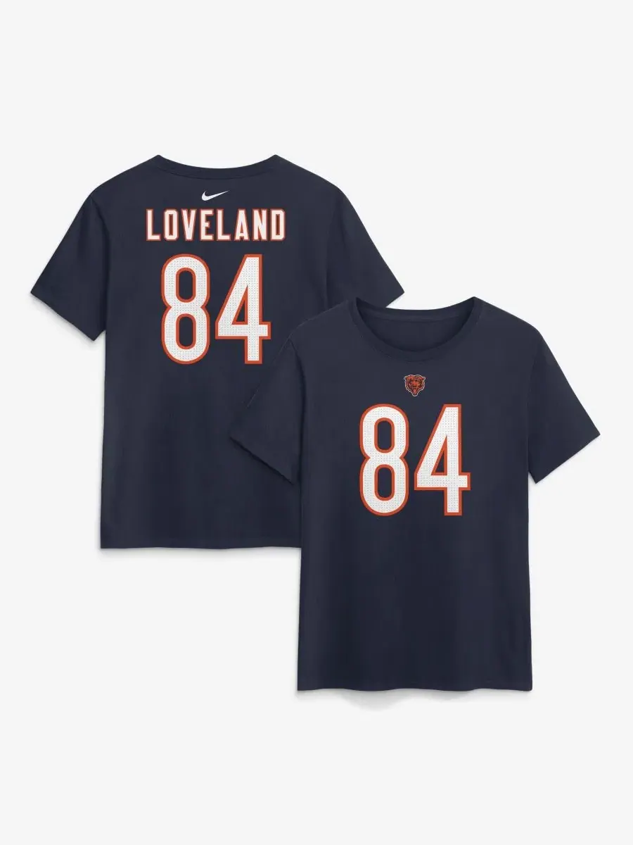 Футболка с именем и номером игрока Colston Loveland Nike — изображение 1 из 3, темно-синий
