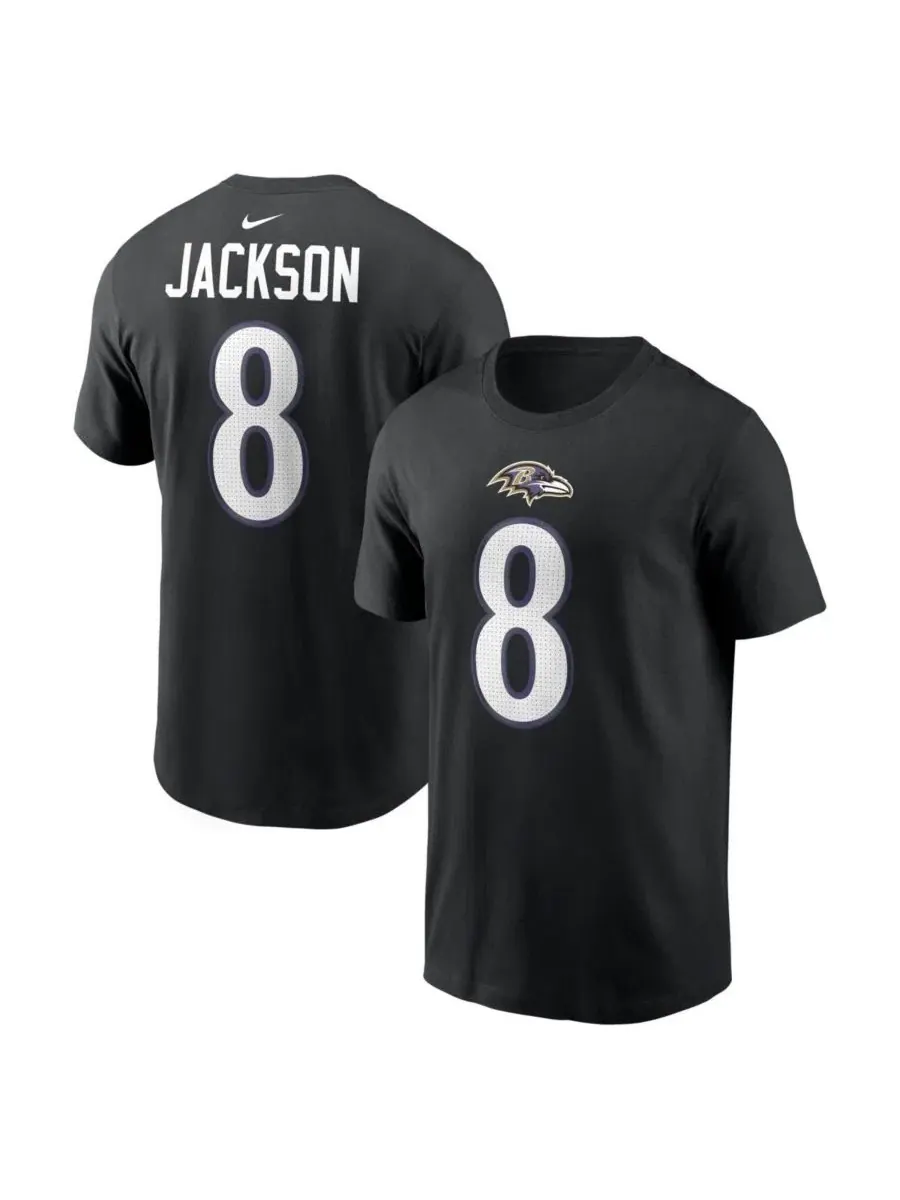 Футболка с длинным рукавом Lamar Jackson Black Baltimore Ravens Name Number T-Shirt Nike — изображение 1 из 3, черный