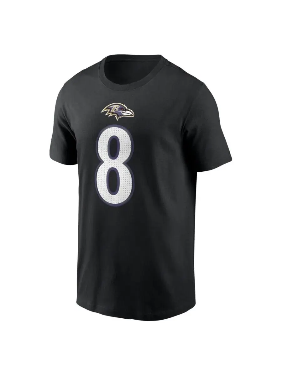 Футболка с длинным рукавом Lamar Jackson Black Baltimore Ravens Name Number T-Shirt Nike — изображение 2 из 3, черный