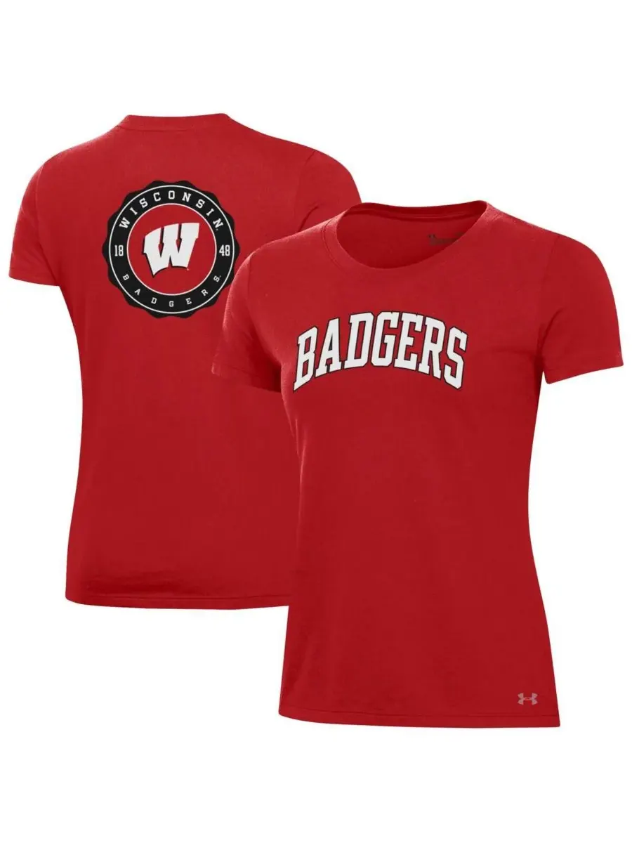 Under Armour Женская красная футболка Wisconsin Badgers Essentials 2-Hit Performance