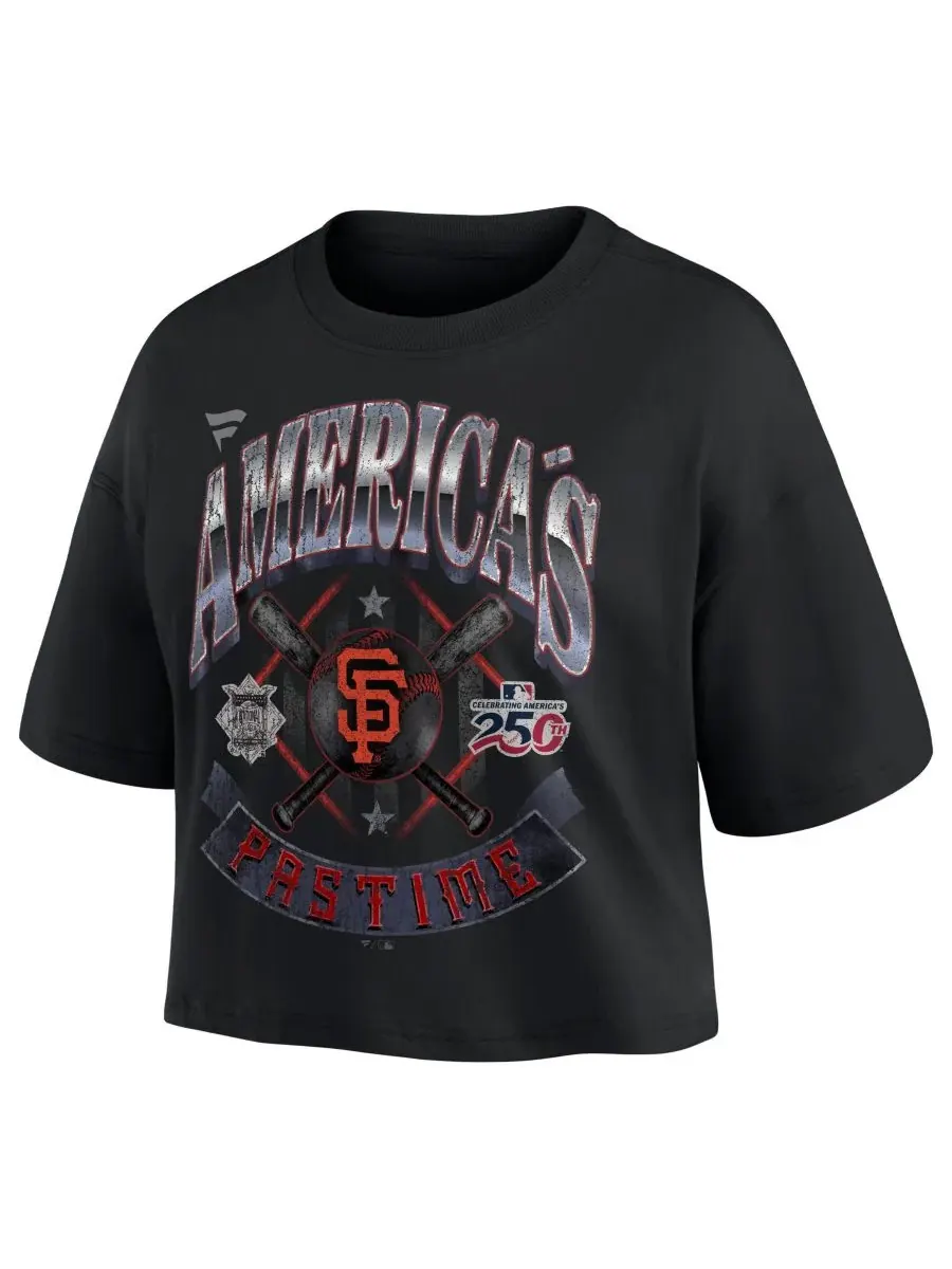 Футболка женская с принтом San Francisco Giants Americana Crop T-Shirt Fanatics — изображение 2 из 3, черный