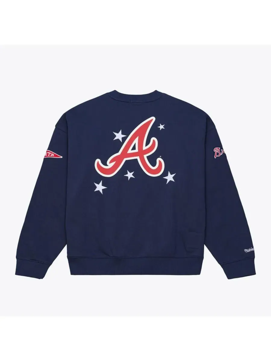 Свитшот с принтом Atlanta Braves Pep Rally Mitchell & Ness — изображение 2 из 5, темно-синий