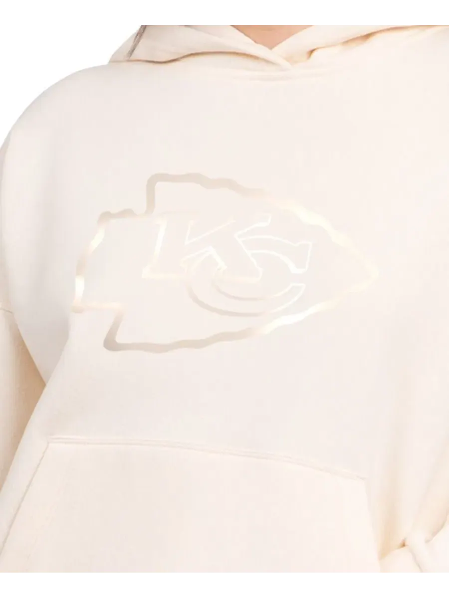Худи женское свободного кроя с принтом Kansas City Chiefs Starter — изображение 3 из 4, бежевый