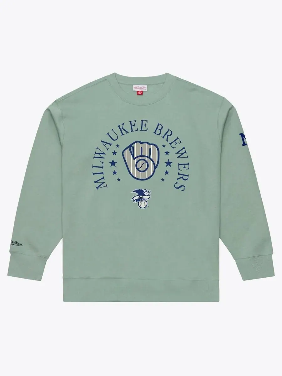 Толстовка с флисом Yacht Rock Milwaukee Brewers Mitchell & Ness — изображение 1 из 2, зеленый