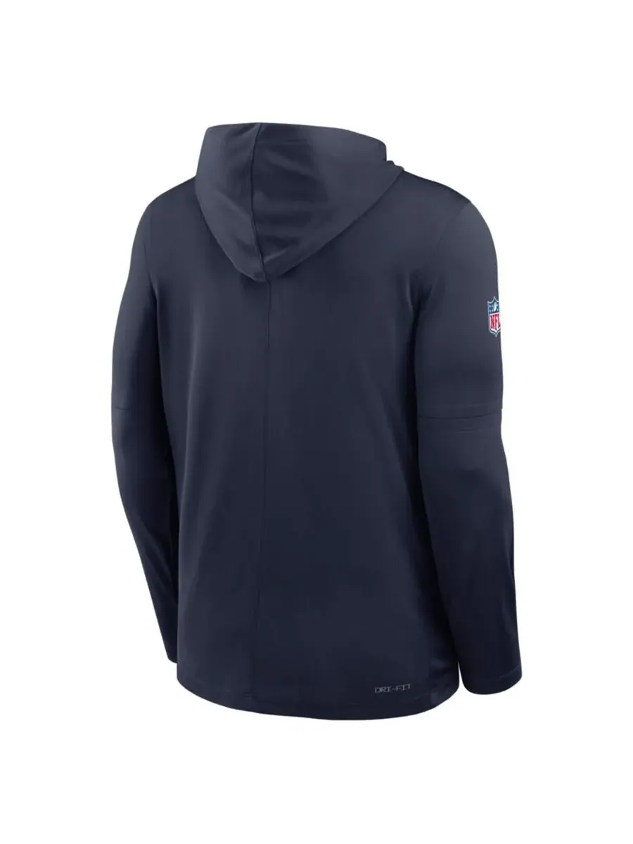 Nike Мужская темно-синяя толстовка с длинными рукавами Dallas Cowboys Sideline Pure Performance — изображение 2 из 2