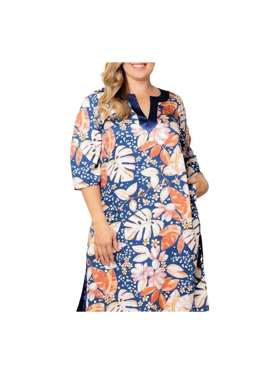 Платье-кафтан миди Nora Kaftan Kiyonna, Tropical Print — изображение 3 из 7