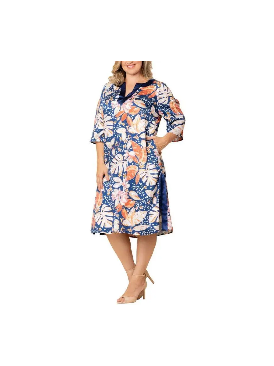 Платье-кафтан миди Nora Kaftan Kiyonna, Tropical Print — изображение 4 из 7