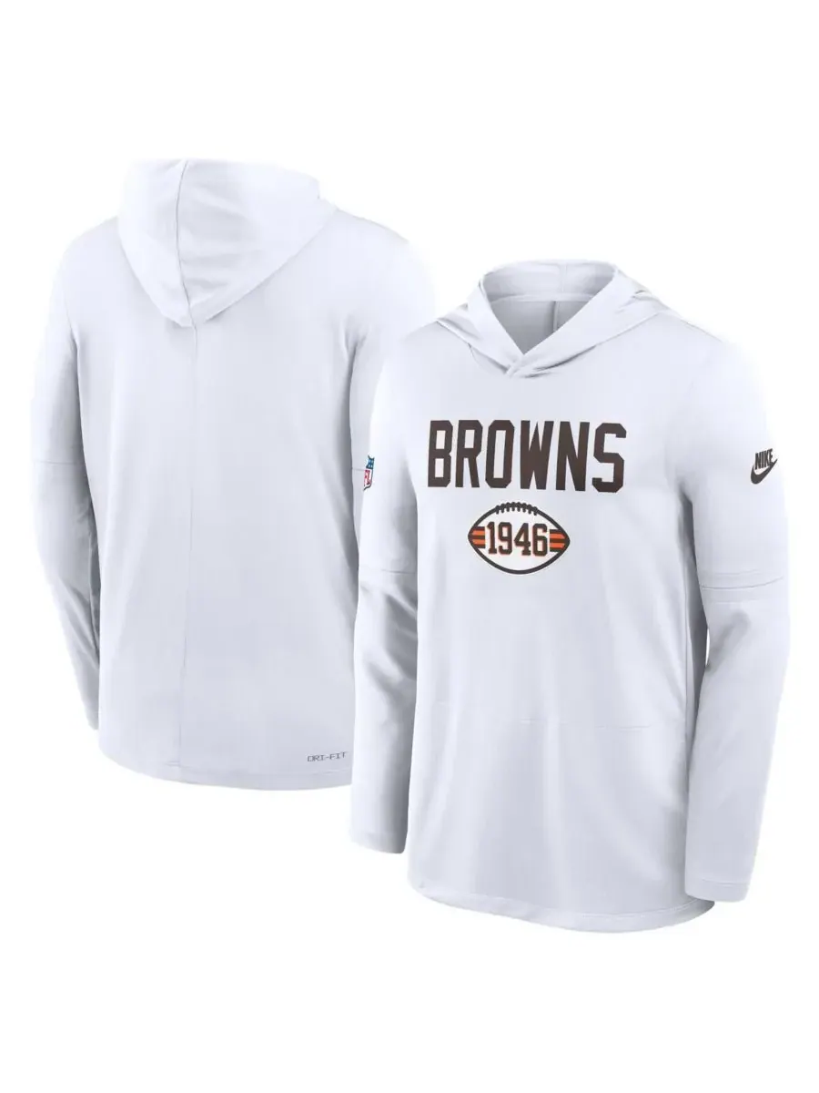 Nike Мужская белая толстовка с длинными рукавами Cleveland Browns Alt Pack Pass Accuracy Performance — изображение 1 из 2