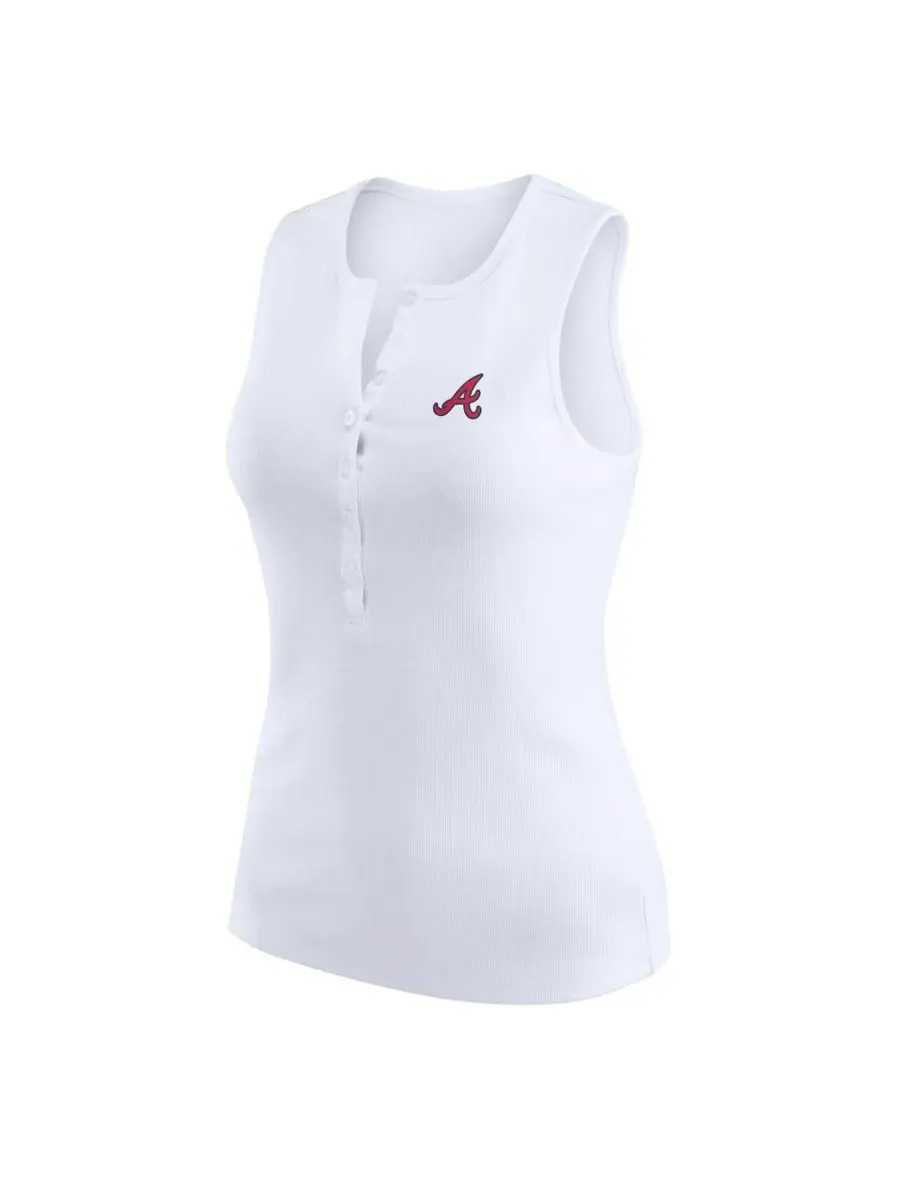 WEAR by Erin Andrews Женская белая трикотажная майка-поло с символикой команды Atlanta Braves — изображение 3 из 3, белый