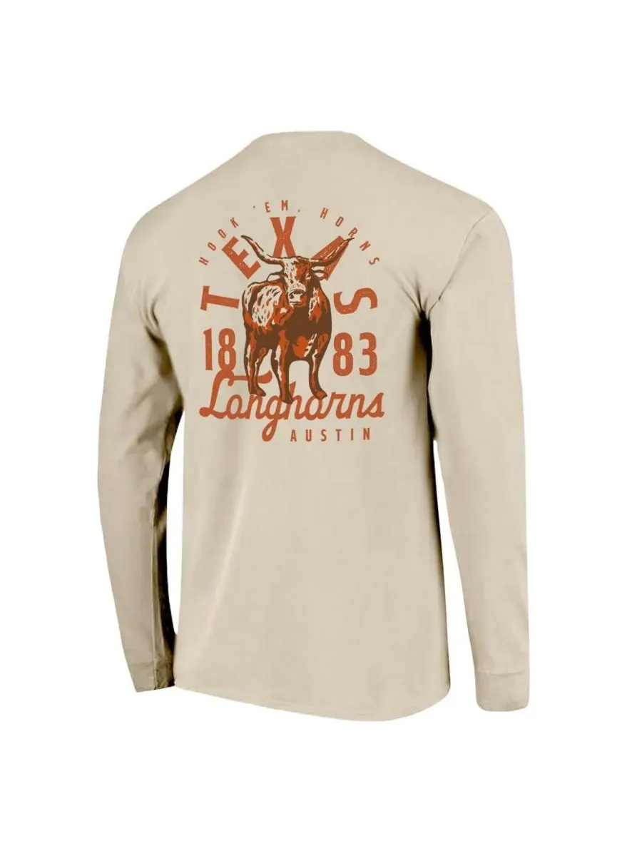 Мужская футболка с длинными рукавами Natural Texas Longhorns Comfort Colors с изображением — изображение 2 из 3, прозрачный