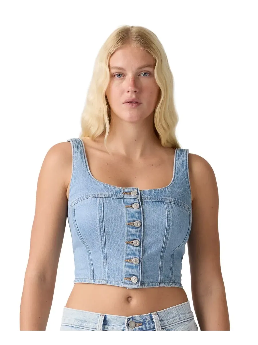 Топ джинсовый с квадратным вырезом без рукавов, модель Audra Seamed Levi's, I Will — изображение 1 из 6