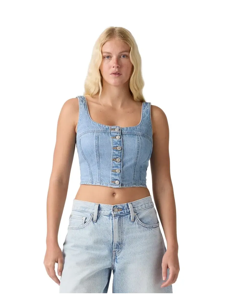 Топ джинсовый с квадратным вырезом без рукавов, модель Audra Seamed Levi's, I Will — изображение 3 из 6