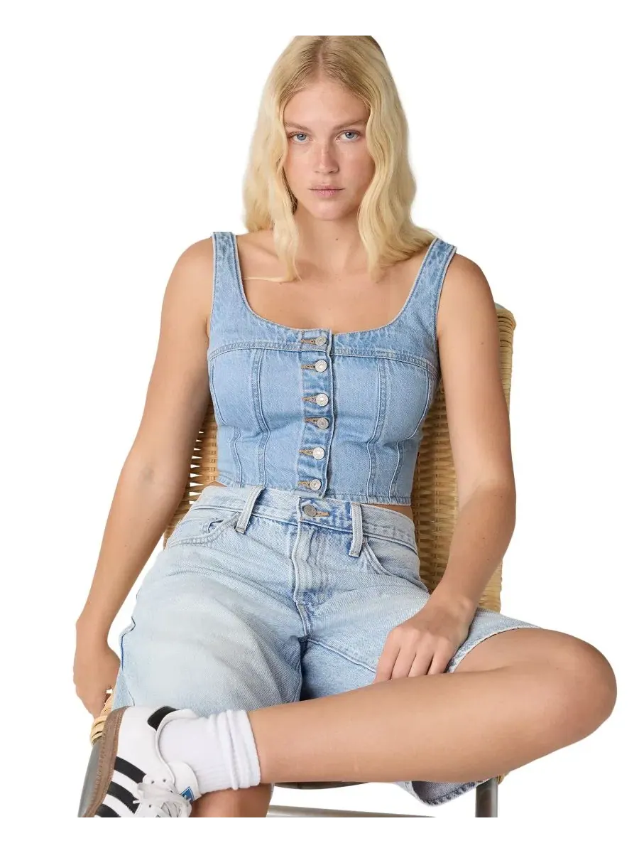Топ джинсовый с квадратным вырезом без рукавов, модель Audra Seamed Levi's, I Will — изображение 6 из 6