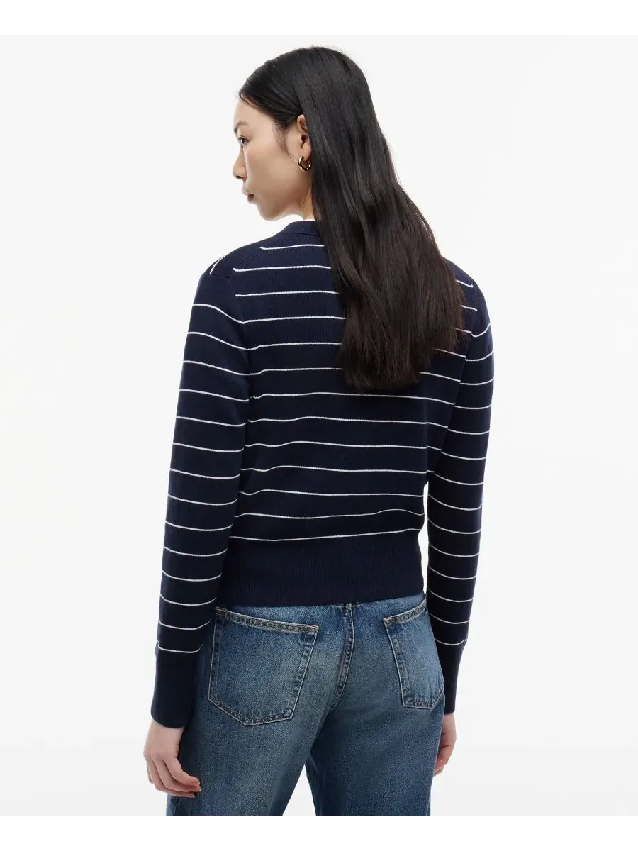 Кардиган женский с круглым вырезом, из хлопка Tommy Hilfiger, Fine Stripe Dark Night — изображение 4 из 4