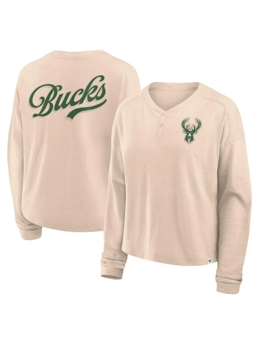 Женская футболка с длинным рукавом Fanatics Natural Milwaukee Bucks Boxed Out Drop Fashion — изображение 1 из 3, прозрачный