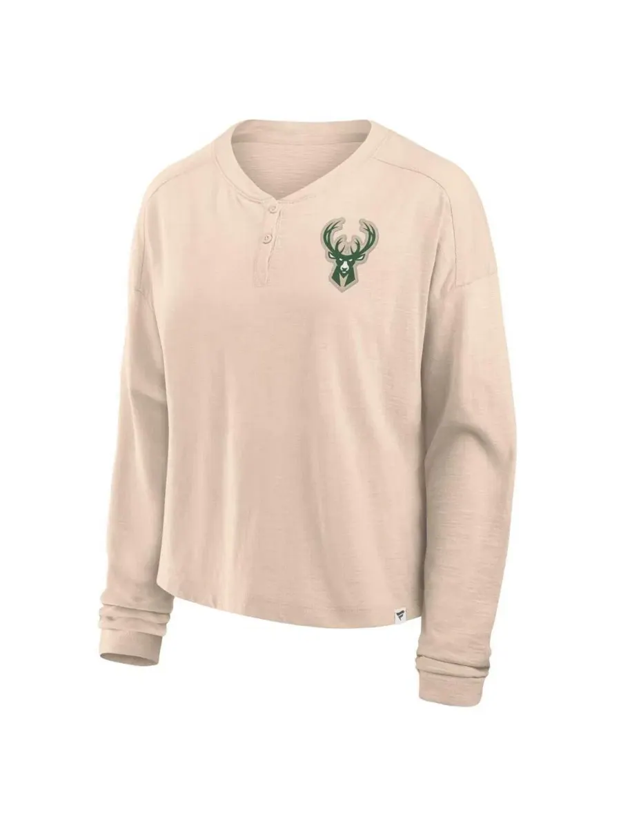 Женская футболка с длинным рукавом Fanatics Natural Milwaukee Bucks Boxed Out Drop Fashion — изображение 2 из 3, прозрачный