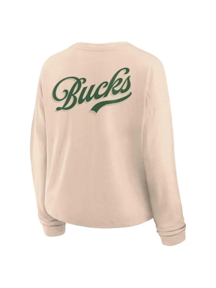 Женская футболка с длинным рукавом Fanatics Natural Milwaukee Bucks Boxed Out Drop Fashion — изображение 3 из 3, прозрачный