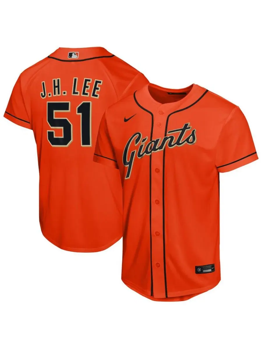 Детская оранжевая реплика футболки команды San Francisco Giants с изображением Чон Ху Ли Nike