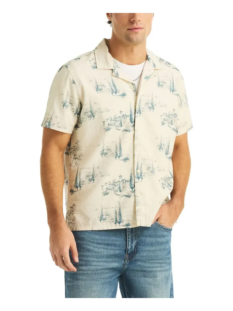 Мужская рубашка с принтом, с коротким рукавом, модель Scenic Print Nautica, Marshmallo