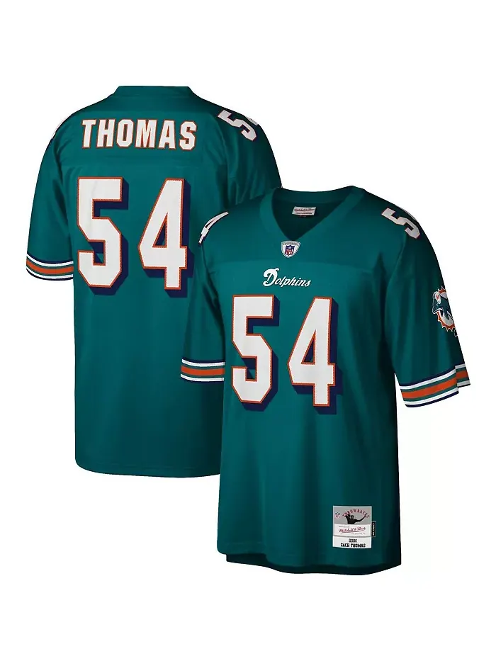 Мужская реплика джерси Zach Thomas Aqua Miami Dolphins Legacy Mitchell & Ness