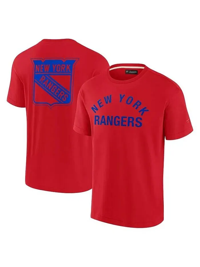 Мужская и женская красная футболка New York Rangers Super Soft с коротким рукавом Fanatics Signature