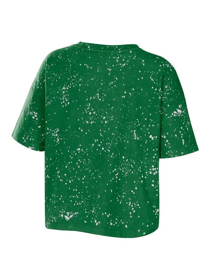 Женская зеленая укороченная футболка с вырезом и вырезом Oregon Ducks Bleach Wash Splatter WEAR by — изображение 2 из 3