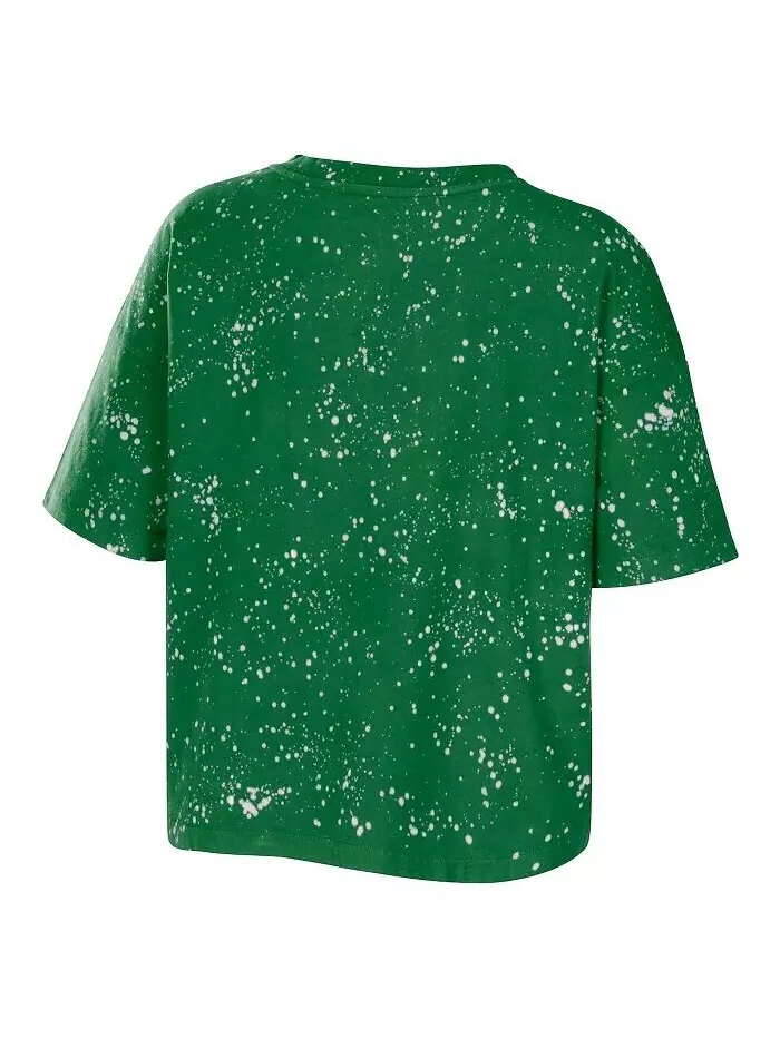 Женская зеленая укороченная футболка с вырезом и вырезом Oregon Ducks Bleach Wash Splatter Wear By — изображение 2 из 3