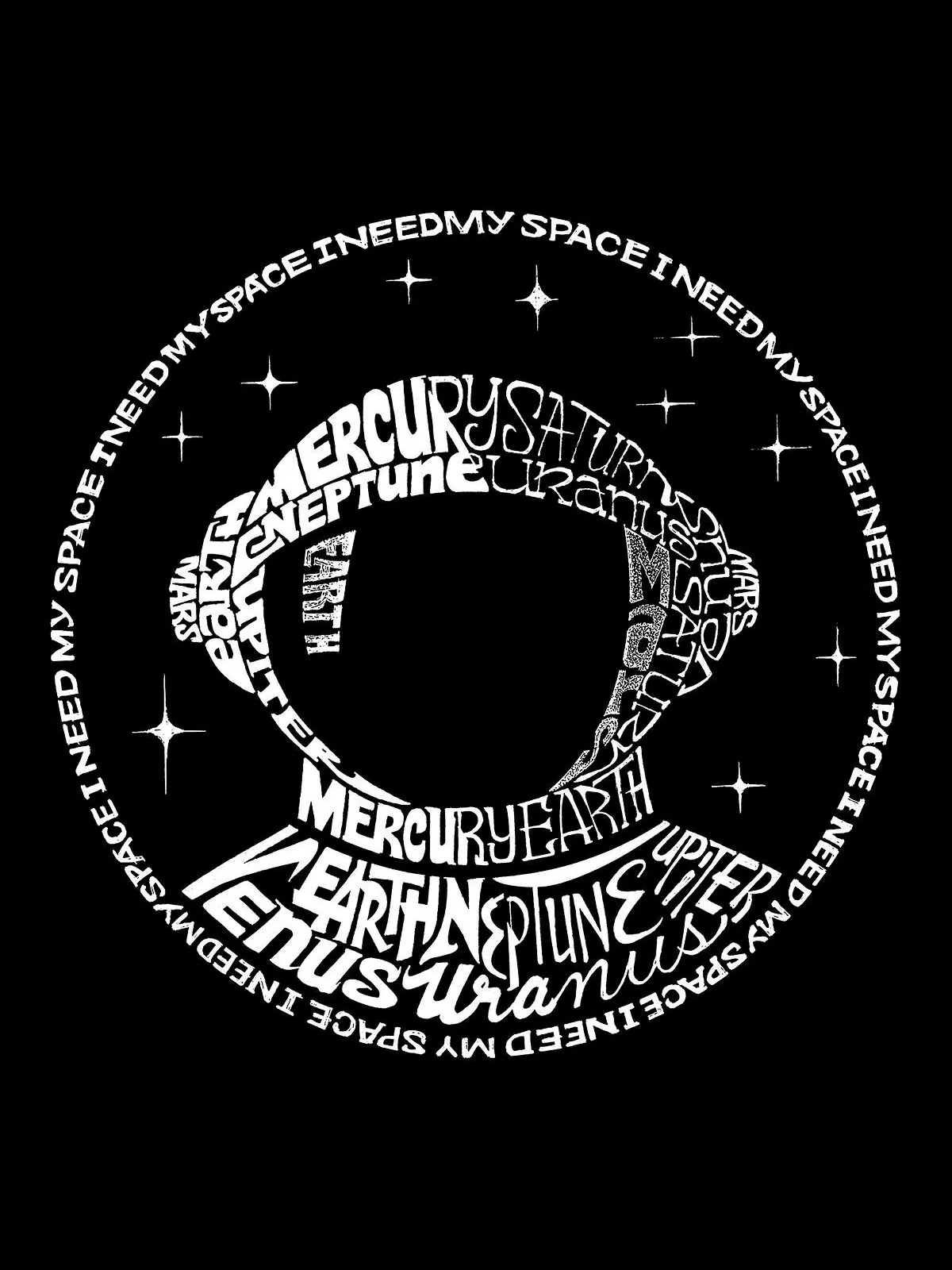 Мужская толстовка с капюшоном i need my space astronaut word art LA Pop Art — изображение 2 из 2, черный