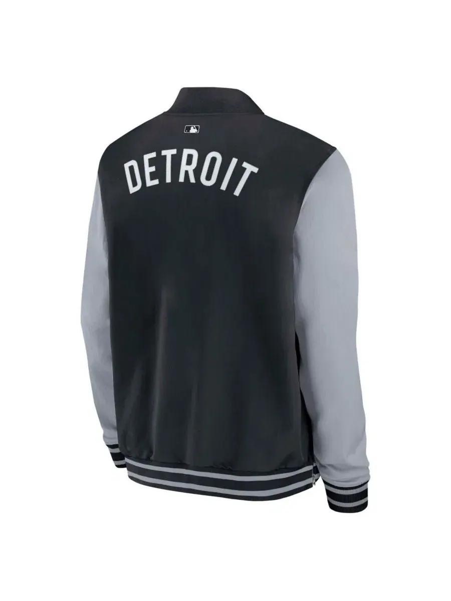 Ветровка-бомбер мужская на молнии с принтом Detroit Tigers Nike — изображение 2 из 3, черный серый