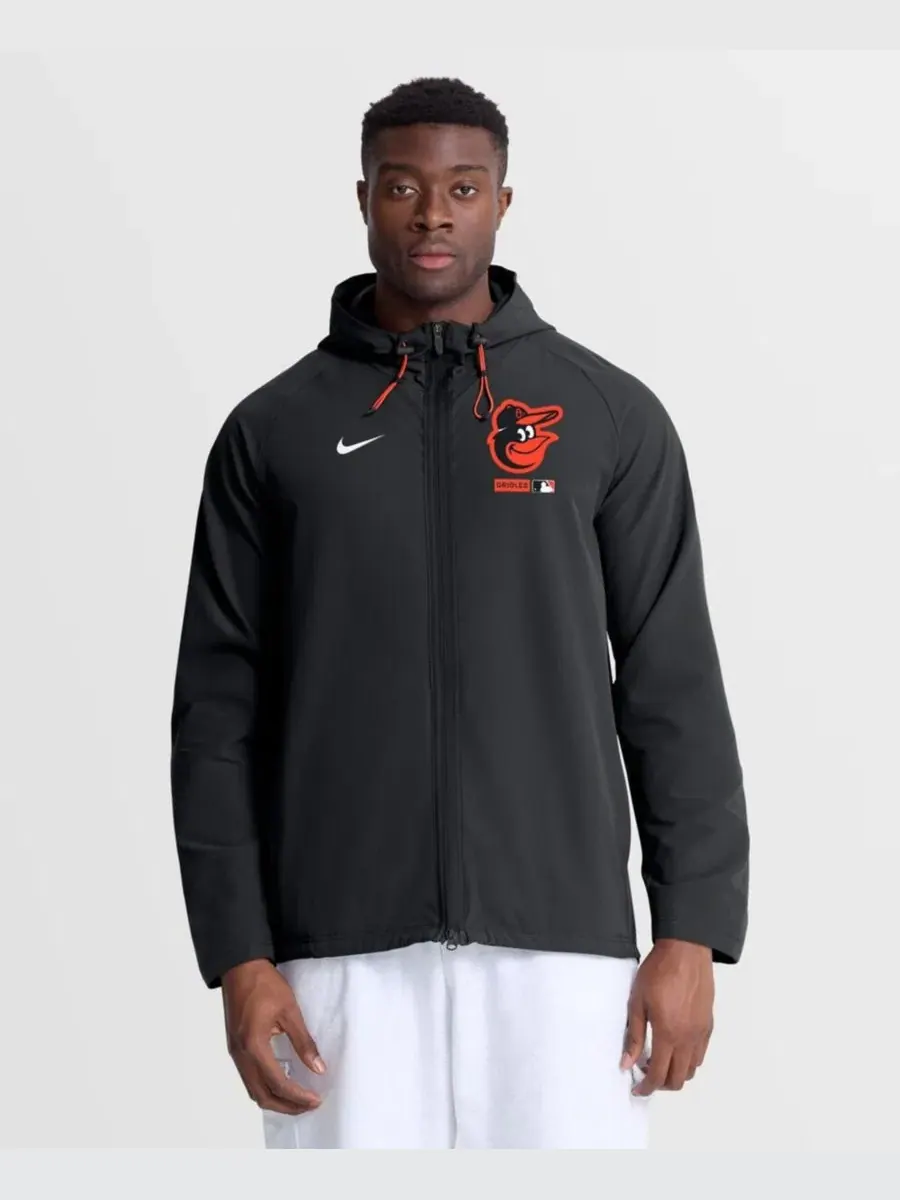 Мужская куртка с капюшоном и молнией, с регланом, Therma-FIT, Baltimore Orioles Authentic — изображение 1 из 4