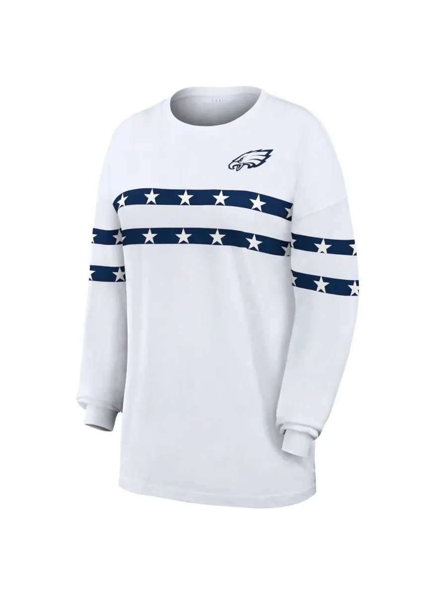 Футболка с длинным рукавом с принтом Philadelphia Eagles Americana Stripe WEAR by Erin Andrews — изображение 2 из 6, белый