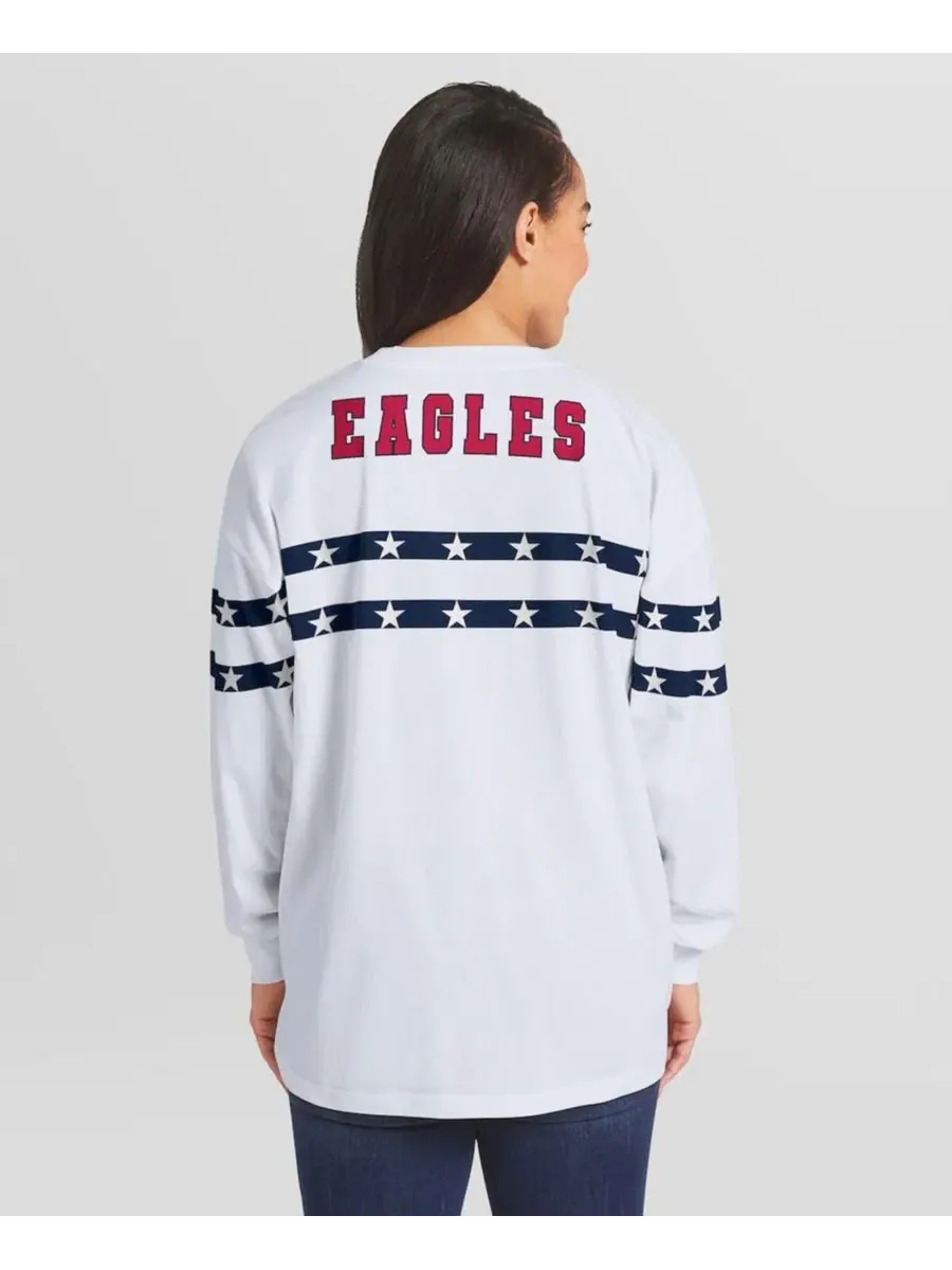 Футболка с длинным рукавом с принтом Philadelphia Eagles Americana Stripe WEAR by Erin Andrews — изображение 4 из 6, белый