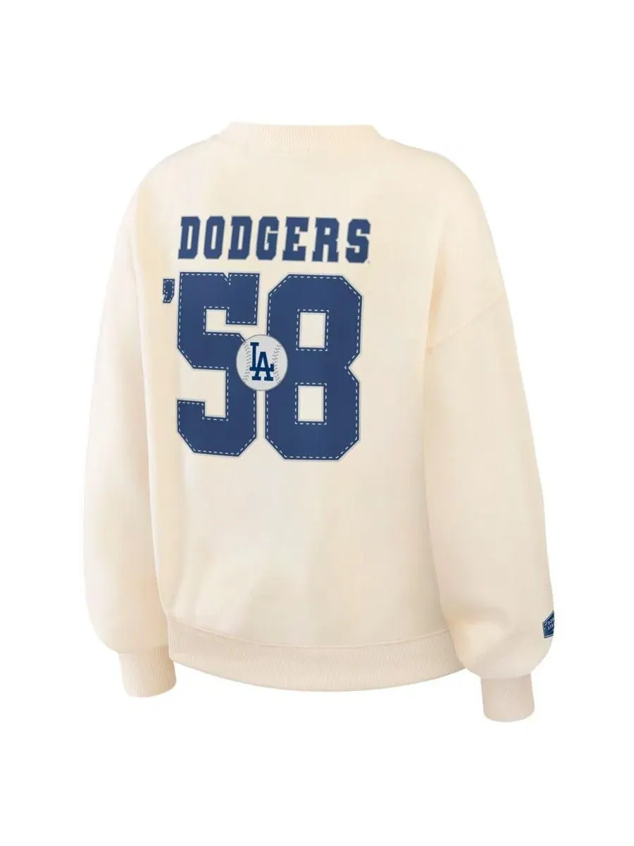 Женский свитшот с круглым вырезом, с принтом, Los Angeles Dodgers WEAR by Erin Andrews — изображение 2 из 4, бежевый