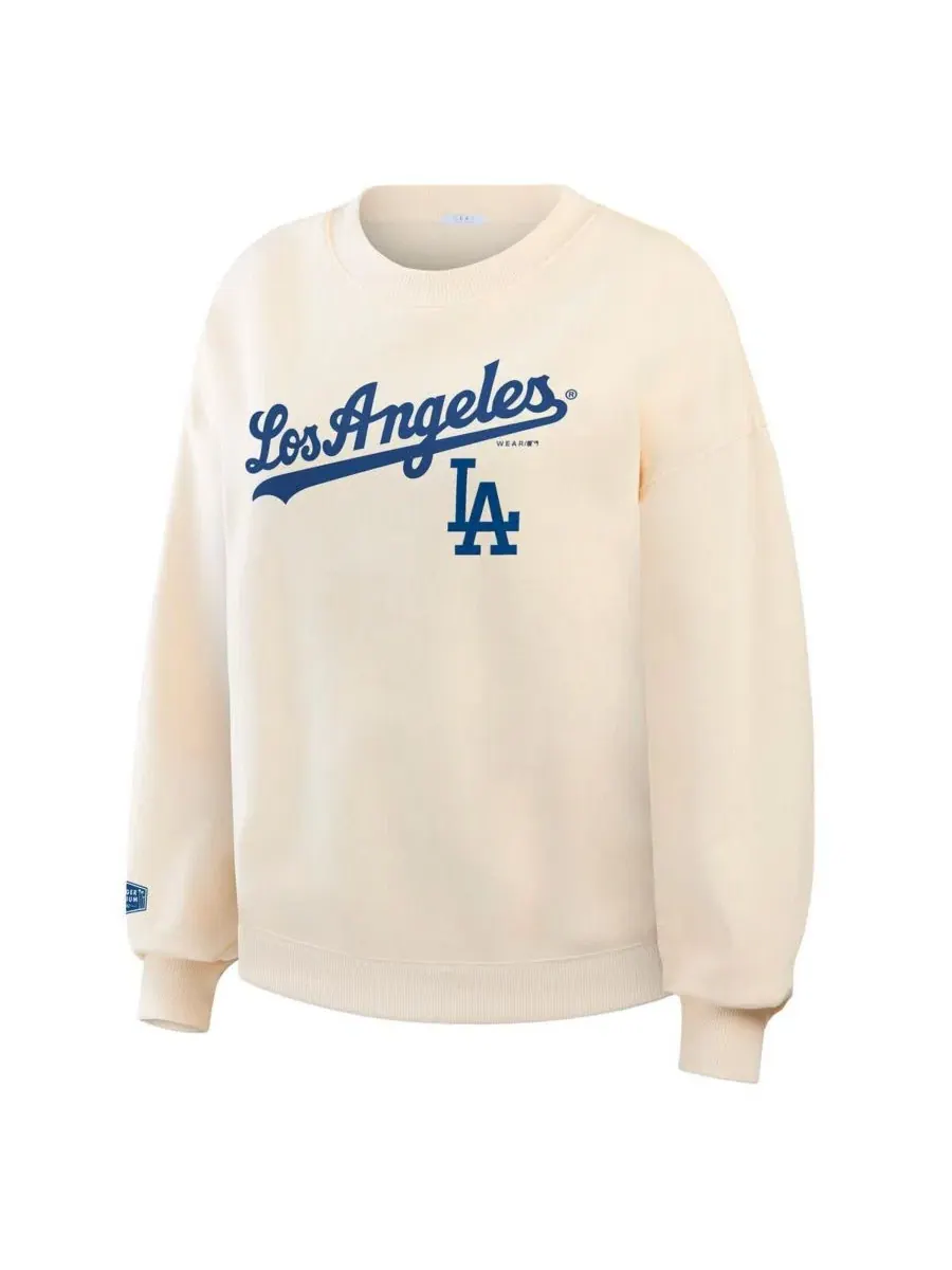 Женский свитшот с круглым вырезом, с принтом, Los Angeles Dodgers WEAR by Erin Andrews — изображение 3 из 4, бежевый