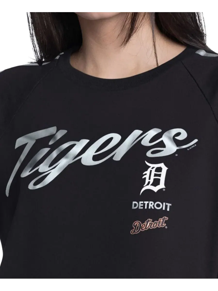 Женская футболка-реглан с кроп-силуэтом Detroit Tigers Classic Play G-III 4Her by Carl Banks — изображение 3 из 3, черный