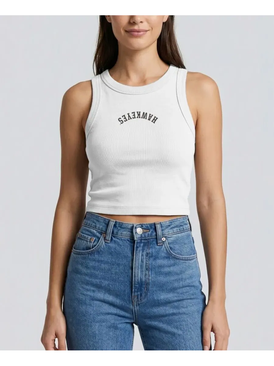 Женский топ-кроп из рибаны с вышивкой Upside Down Iowa Hawkeyes Uscape Apparel — изображение 1 из 2, белый