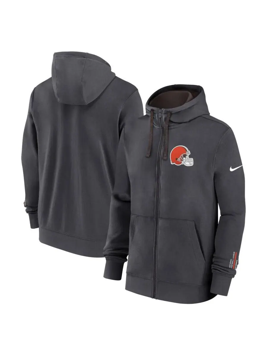 Мужская худи с капюшоном на молнии Primetime Club Cleveland Browns Nike — изображение 1 из 3, серый