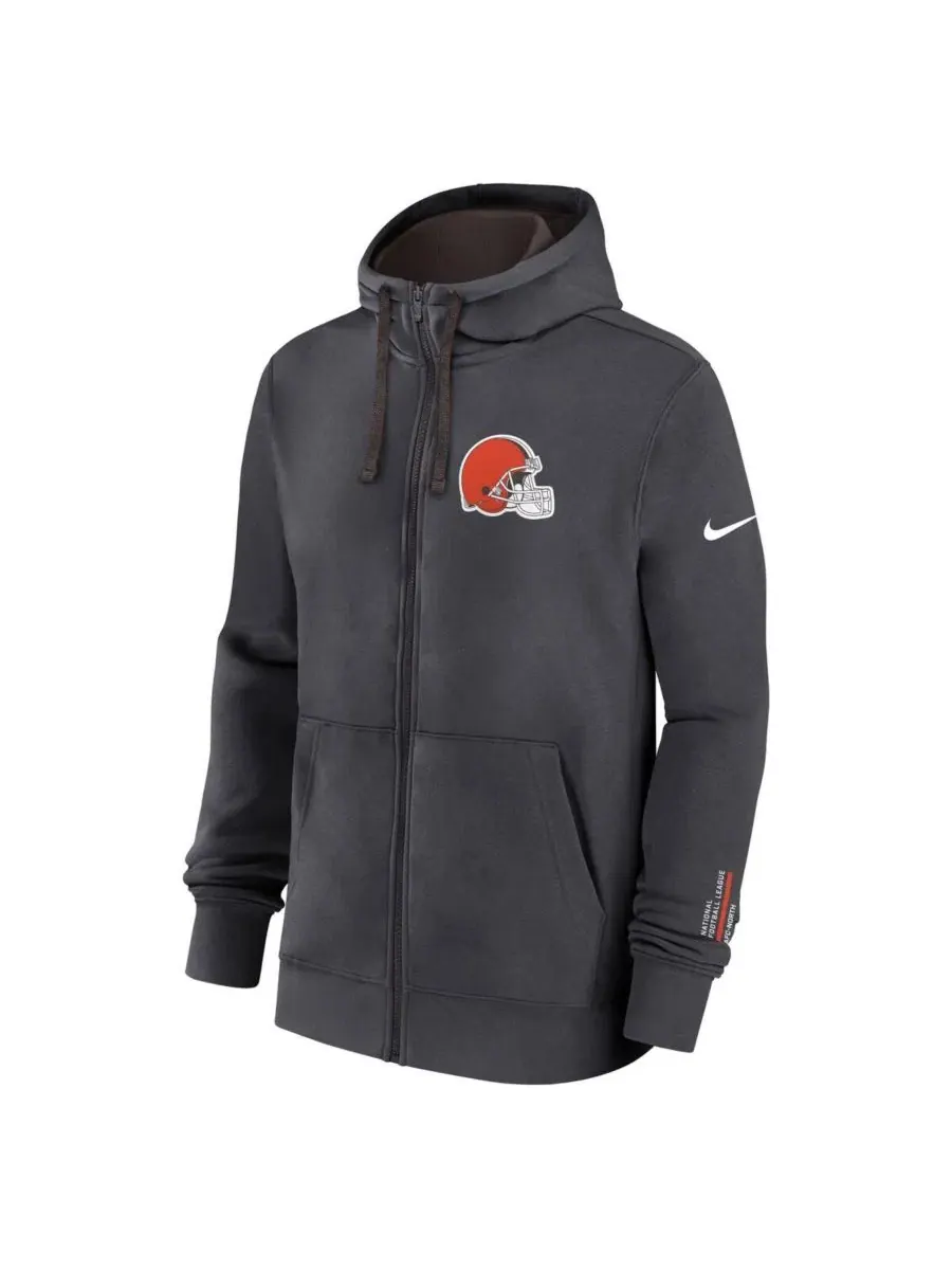 Мужская худи с капюшоном на молнии Primetime Club Cleveland Browns Nike — изображение 2 из 3, серый