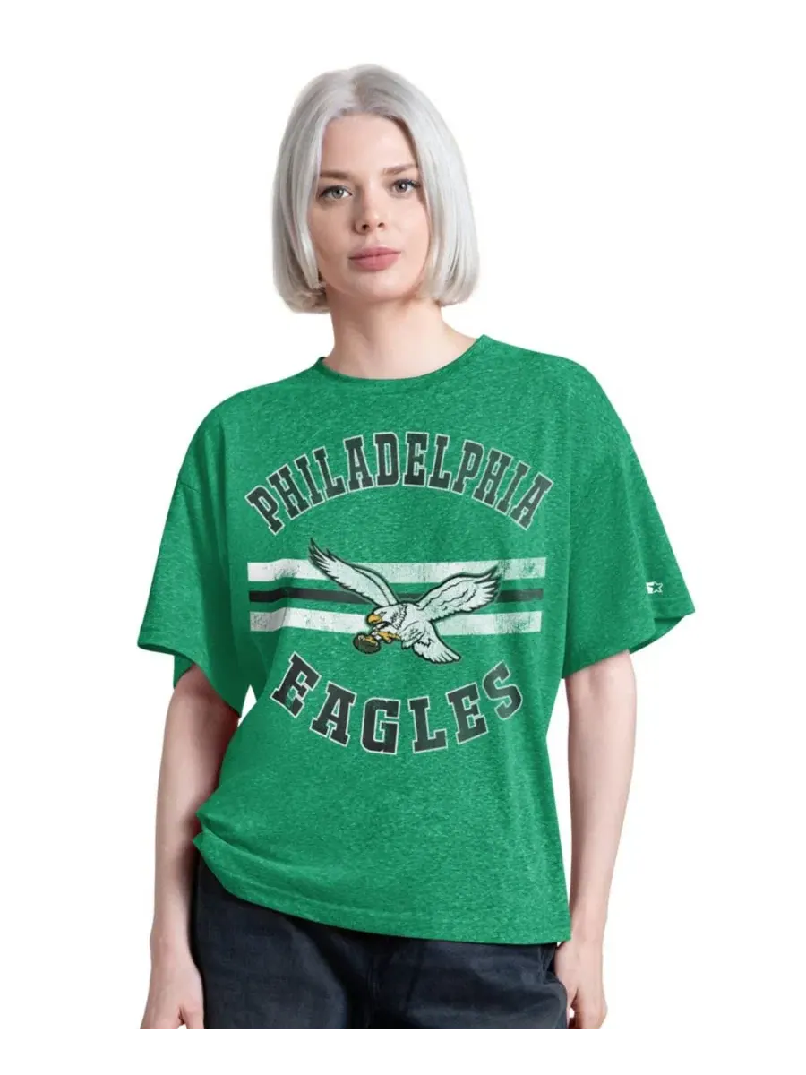 Футболка женская с принтом Philadelphia Eagles Jump Shot Starter — изображение 1 из 2, зеленый