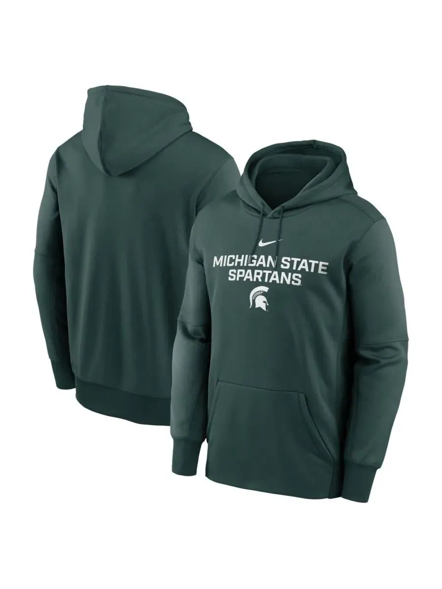 Толстовка Nike с капюшоном, Team Stacked, зеленая, Michigan State Spartans — изображение 1 из 2, зеленый