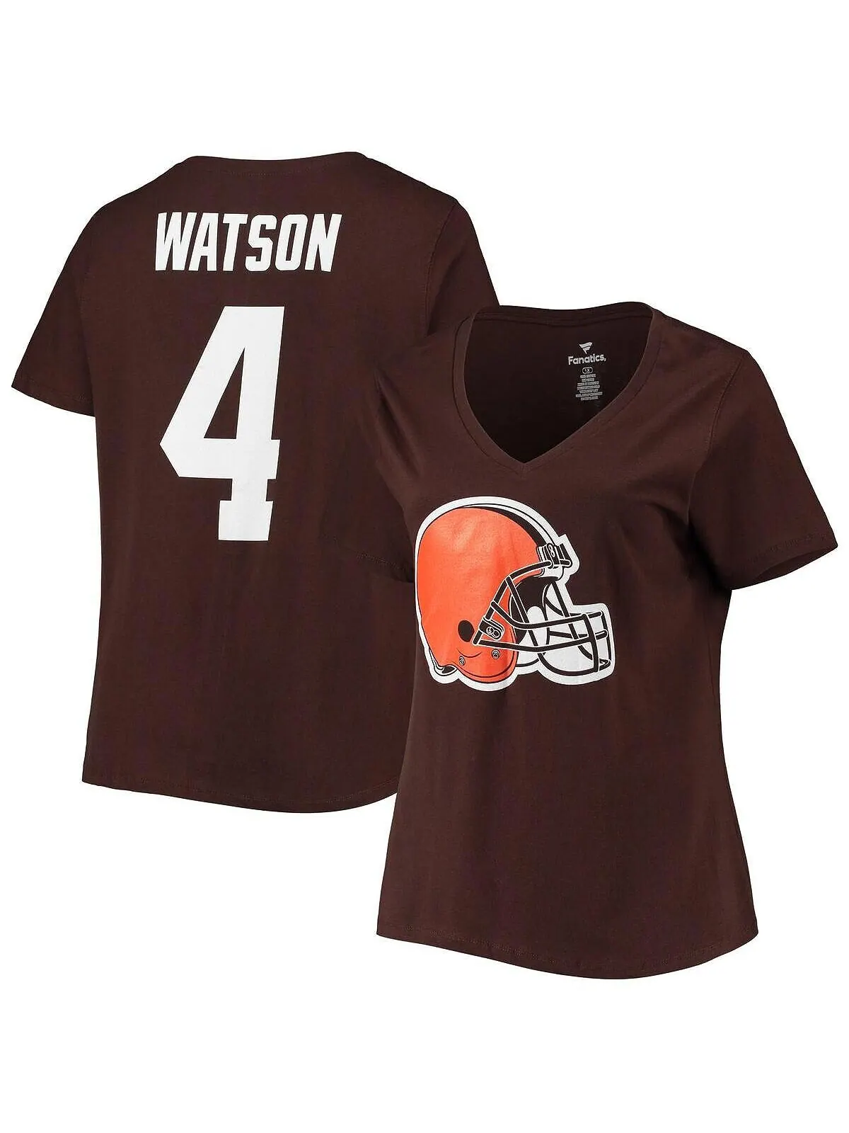 Женская фирменная футболка Deshaun Watson Brown Cleveland Browns размера плюс с именем и номером — изображение 1 из 2